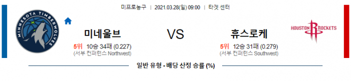 3월 28일  미네소타 : 휴스턴 [NBA분석]