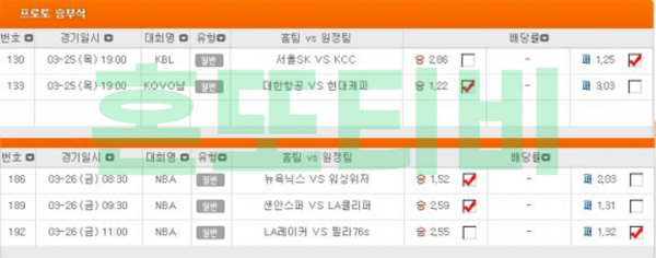 [2&3폴더] 3월 25일 스포츠분석 묶음픽 추천