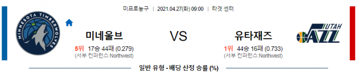 4월 27일  미네소타 : 유타 [NBA분석]