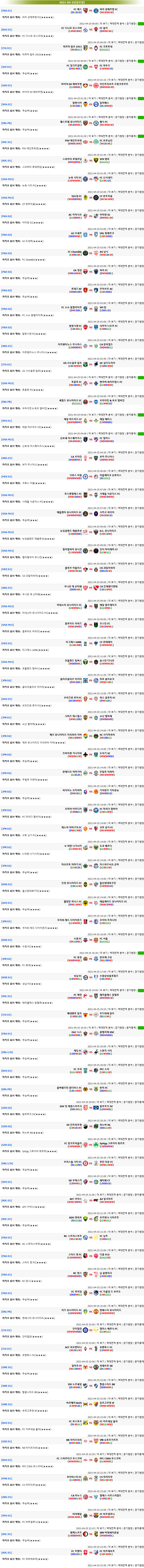 [마카오분석] 4월 25일 모든해외축구 추천픽