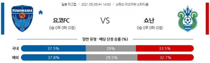 5월 5일 J리그  요코하마 FC : 쇼난 [축구분석]